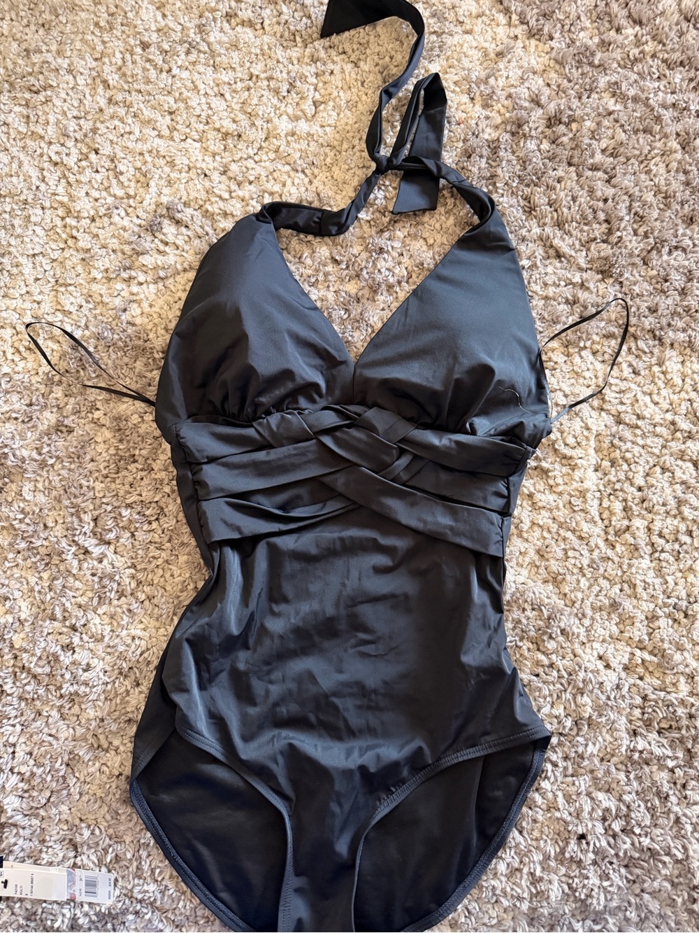 SPANX Black Halter One-Piece Swimsuit with Twisted Front